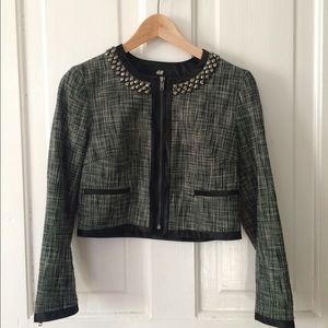 H&M | B&W Tweed Crop Jacket | Size 6