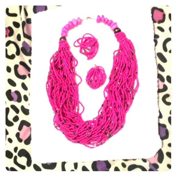 All pink and grey jewelry set