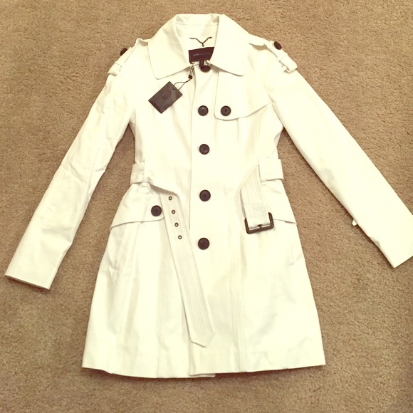 BCBG MaxAzria white trench coat