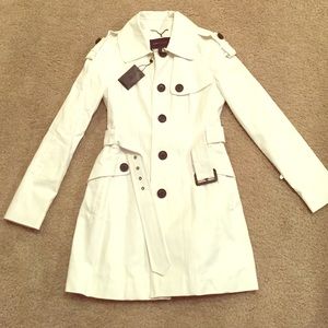 BCBG MaxAzria white trench coat
