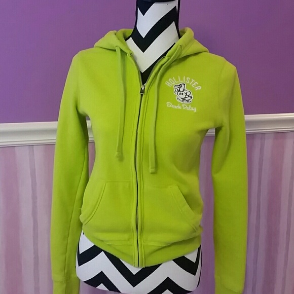 Hollister Lime Green Full Zip Hoodie Size M