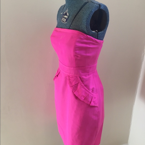 J Crew Hot Pink mini dress with ruffle pockets