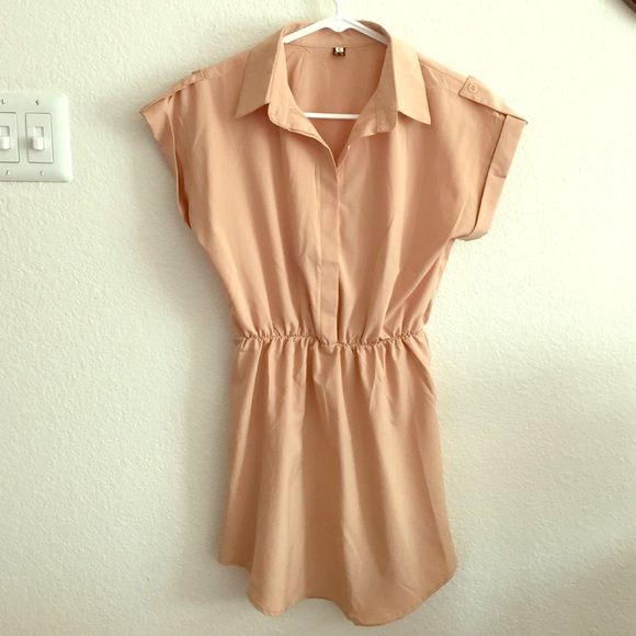 Short Sleeve Tan Dress