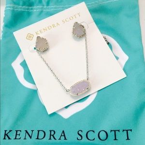 Kendra Scott iridescent druzy earrings & necklace