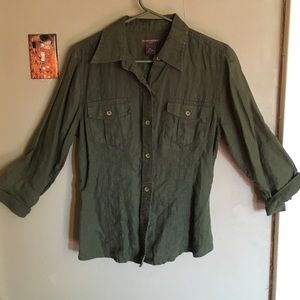 Banana Republic Dark green Linen Button down shirt