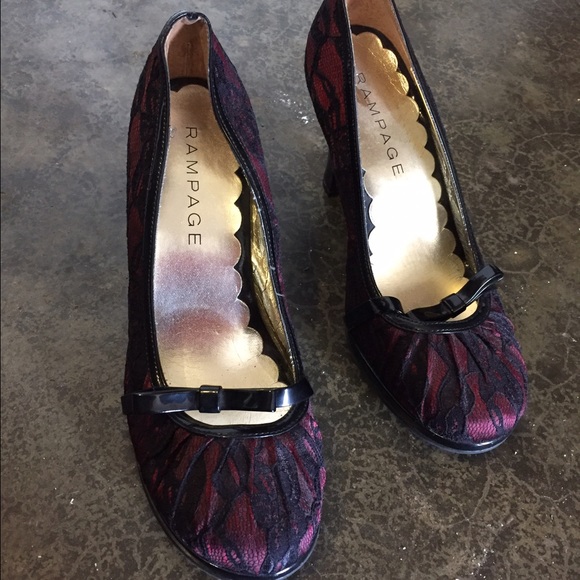 Red with black lace heel size 9