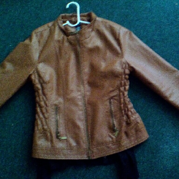 Brown leather jacket from wet seal