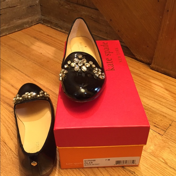 Kate Spade Size 7 Black Patent Embellished Loafer