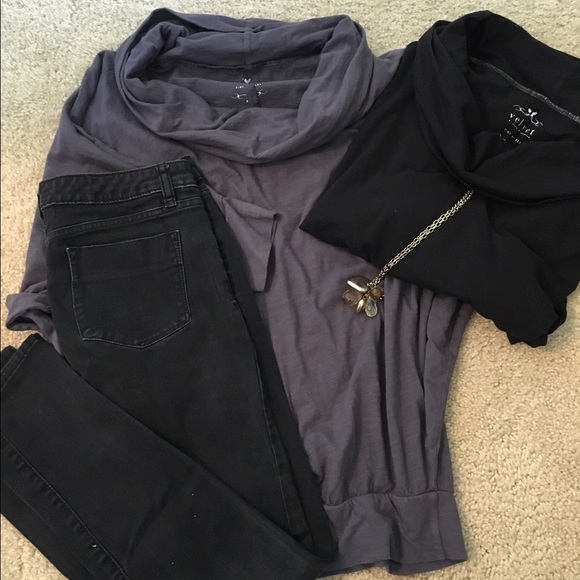 Comfy oversized sweater, black or washed purple