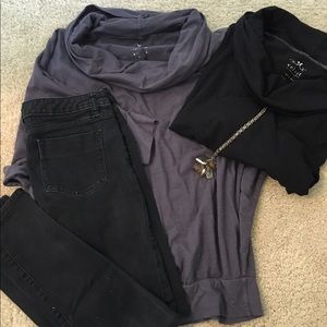Comfy oversized sweater, black or washed purple