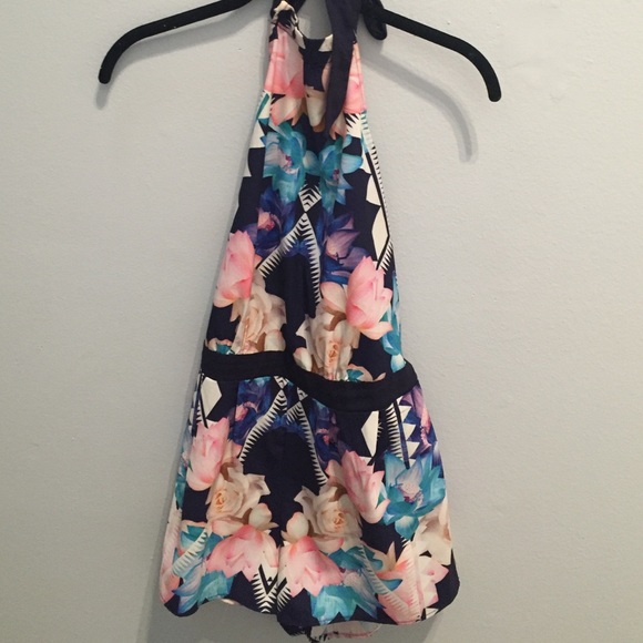 LF floral romper with halter tie