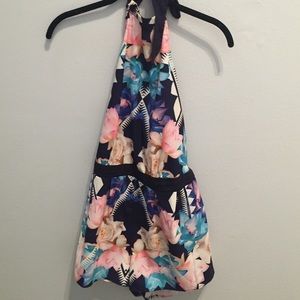 LF floral romper with halter tie