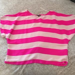 Express Hot Pink Striped Crop Top