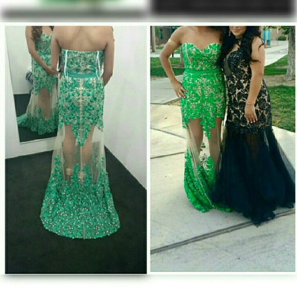 Sherri Hill emerald prom dress - Picture 2 of 4