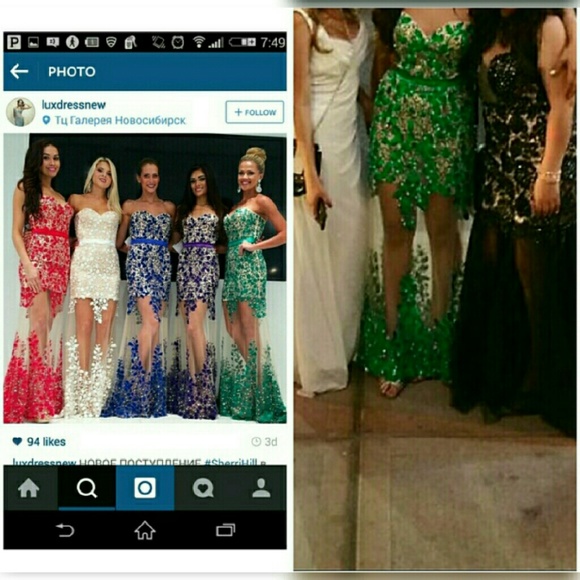 Sherri Hill emerald prom dress - Picture 3 of 4