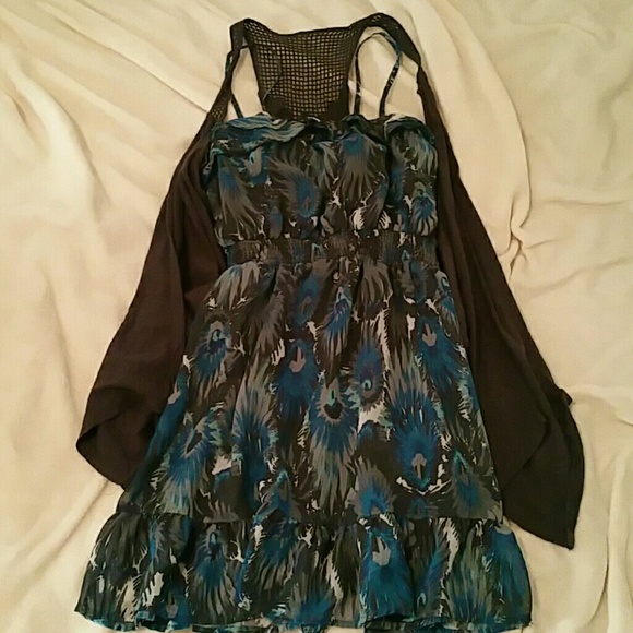 Dress and sleeveless cardigan