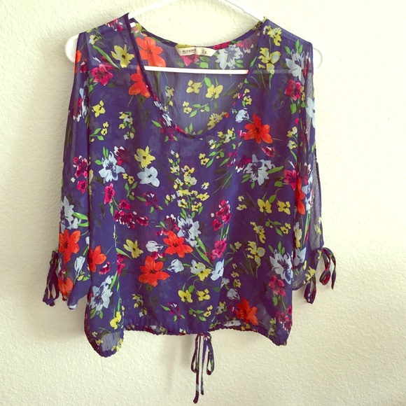 Sheer Floral Print Top