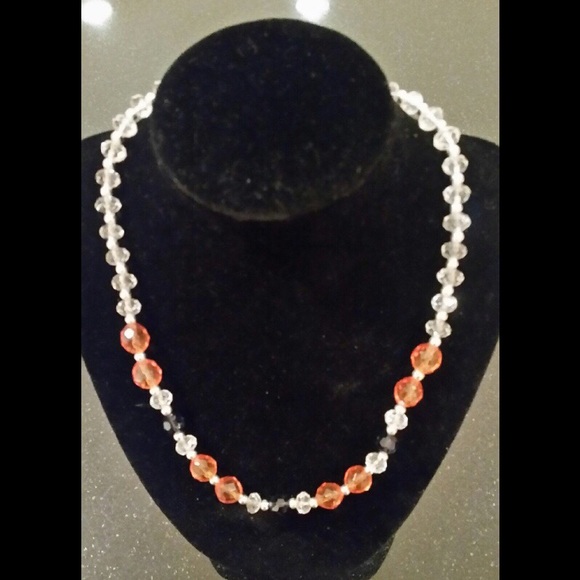 GORGEOUS!!! ORANGE crystal/STERLING SILVER 19-inch