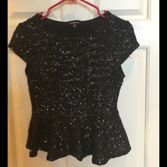 Bebe sequined peplum top