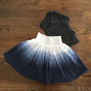 Banana Republic Blue Ombré Crinkle Circle Skirt