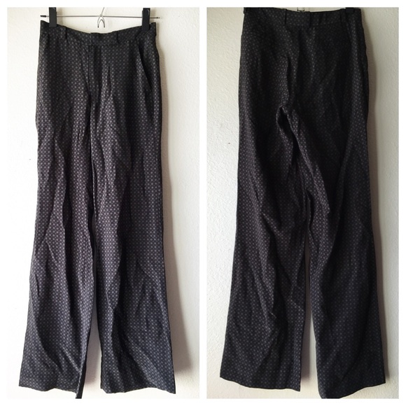 Steven Alan black silk wide leg trousers size 0