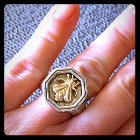 Slane 18k gold and sterling small Bee ring