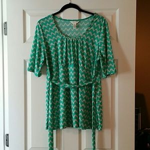 XL Maternity Top Green/off white