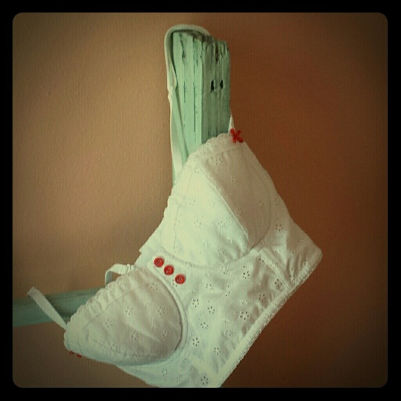 aerie Other - White Eyelet LongLine Corset Bra