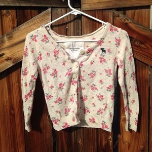 Creme Cardigan with Blue/Pink Flowers