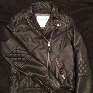 SOLD Black faux leather jacket A&F