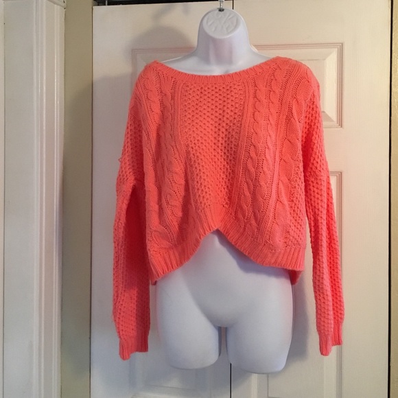 Coral cropped sweater