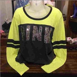 VS Pink Medium 3/4 Sleeve Sequined Shirt. NWT