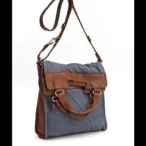 Cute Lucky Brand denim & leather foldover tote