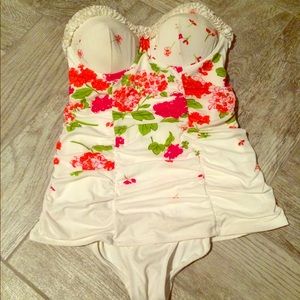Bombshell white with floral Swimsuit