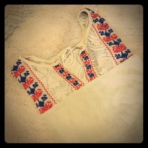 Boho Top with Crochet and Embroidered Detailing