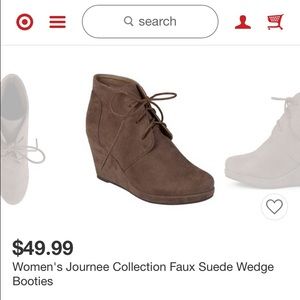 Faux suede wedge booties