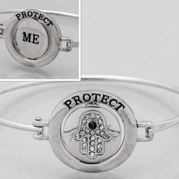 Jewelry - Silver Hamsa hand protect spinning bracelet