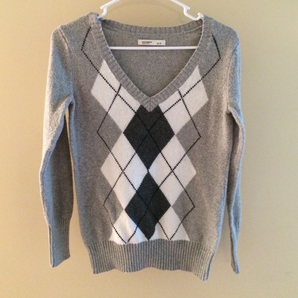 Grey argyle sweater
