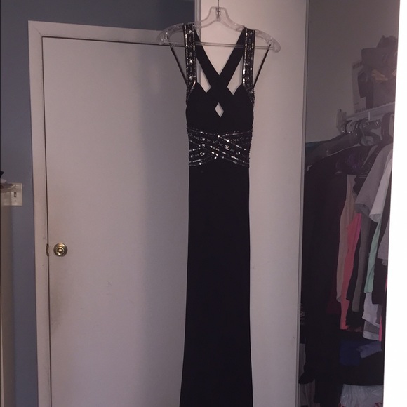 Black beaded Haliey Logan prom dress worn once.