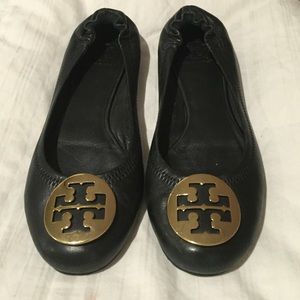 Tory Burch black & gold flats