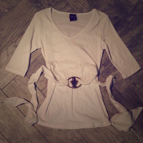 White top with Fleur de Lis gold embellishment