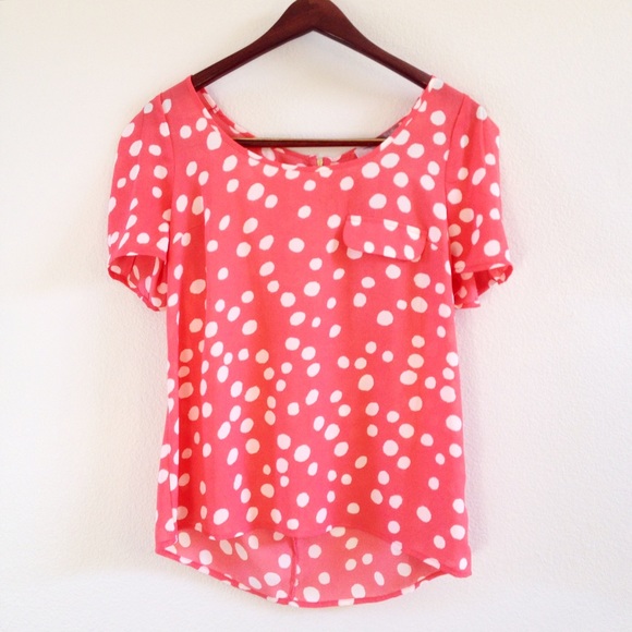 Forever 21 Tops - pink polka dot blouse
