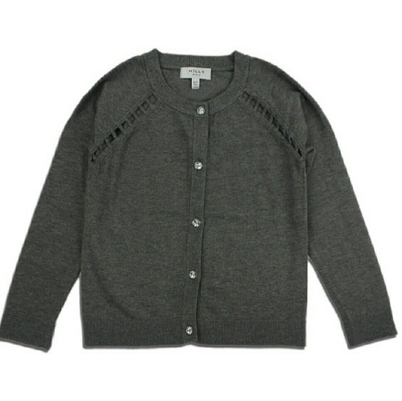 Milly Minis Inset Trim Cardigan