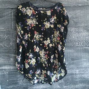 Floral and black top