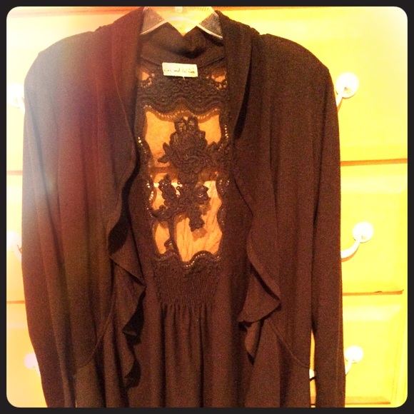 Brown cut out back design cardigan