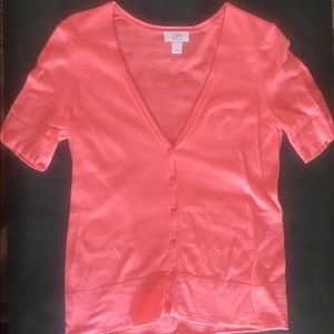 Ann Taylor Loft Deep V Salmon midsleeve cardigan