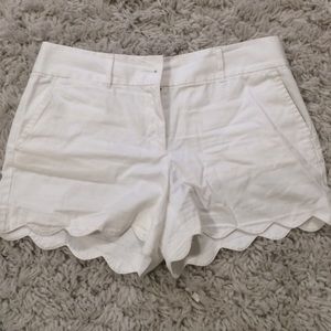 White scalloped shorts