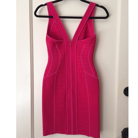 HERVE LEGER Fuchsia Bandage Dress