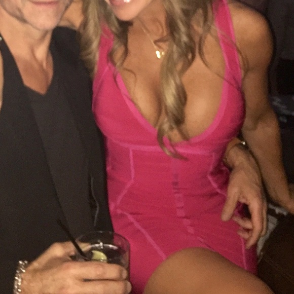 HERVE LEGER Fuchsia Bandage Dress