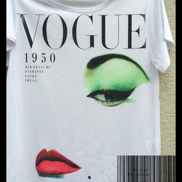 ThinkVintageOnline Tops - 1950's Vintage Vogue Red Lip T-shirt | LARGE - XL